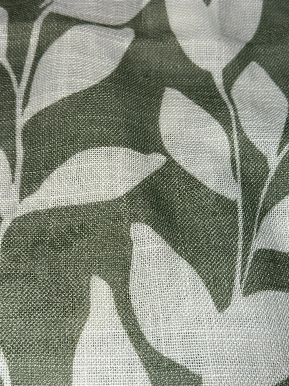 Treatmentex Curtain Panels Sage Green White Leaf Print Grommet Top Set